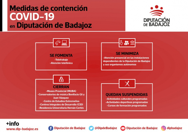 Imagen: La Diputación de Badajoz constituye el Comité de Coordinación COVID-19, que prioriza el teletrabajo