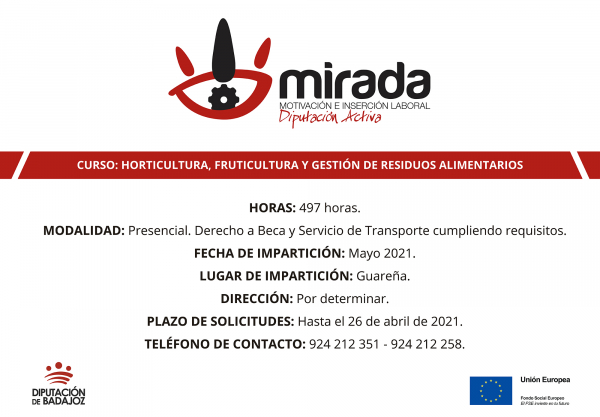 Imagen: Un curso de "Horticultura, fruticultura y gestión de residuos alimentarios" va a comenzar...