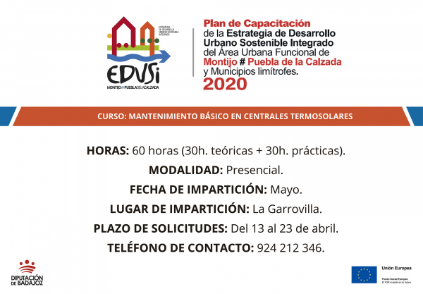 Imagen: La Diputación de Badajoz va a comenzar un curso de "Mantenimiento básico en centrales termosola...