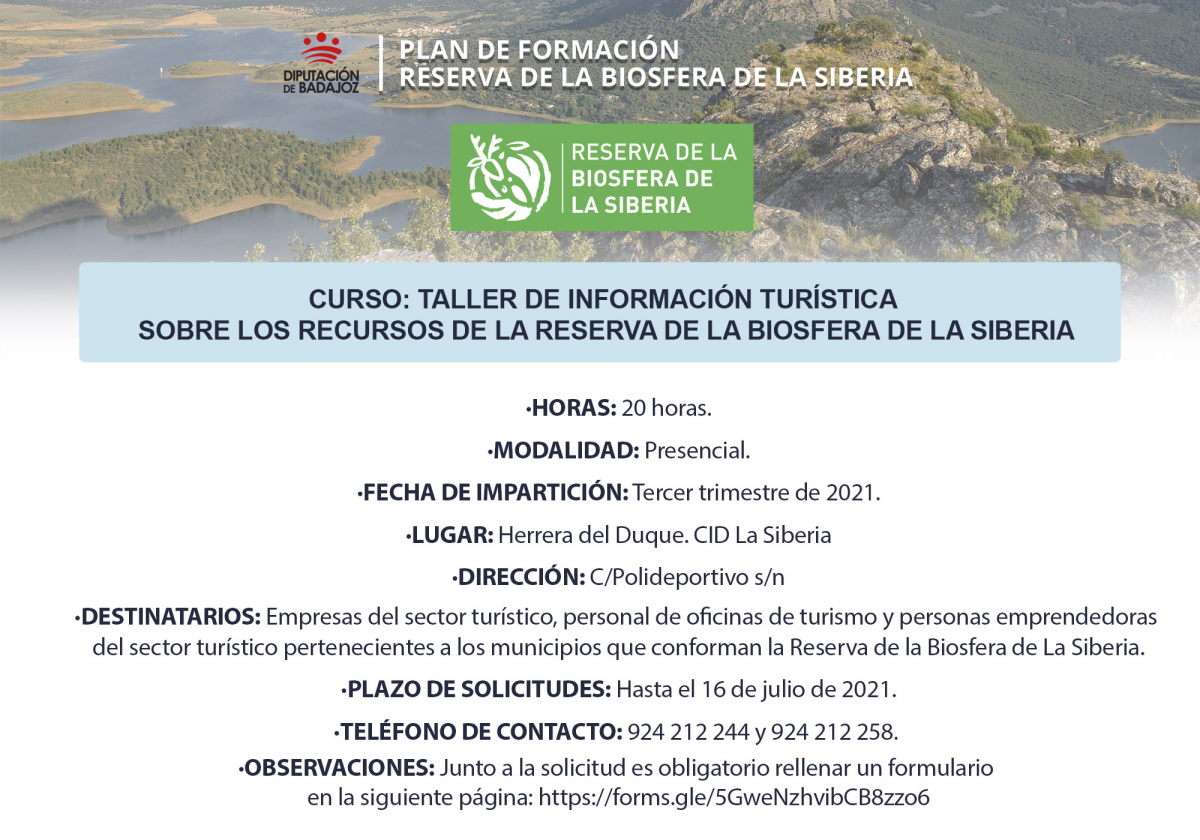 Abierto plazo de solicitudes para un Taller de información turística sobre los recursos de la Reserva de la Biosfera de La Siberia en Herrera del Duque