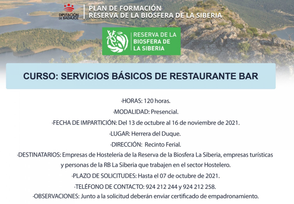 Imagen: Va a comenzar en Herrera del Duque una nueva acción formativa de ‘Servicios básicos de restaurante y...