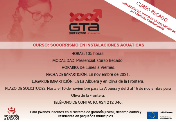 La Albuera y Oliva de la Frontera acogerán una acción formativa de ‘‘Socorrismo en instalaciones acuáticas’’