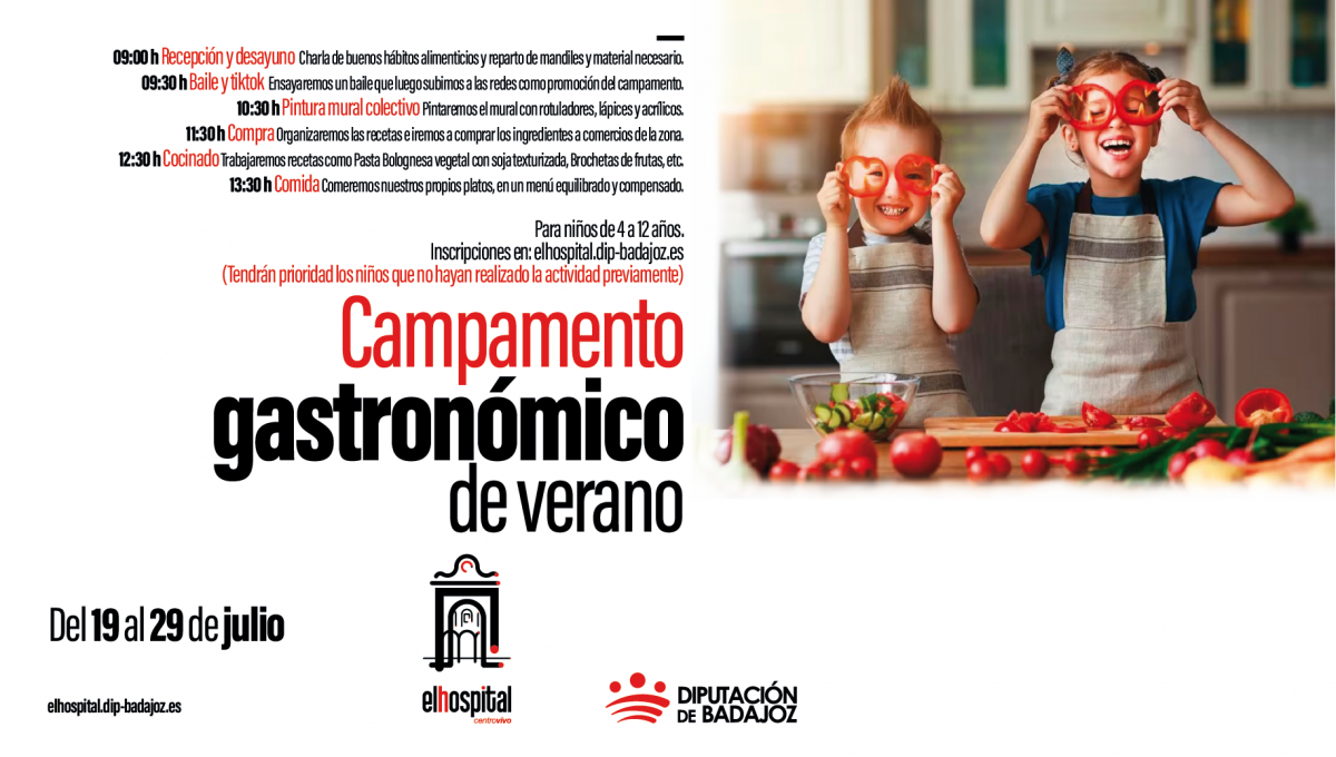 La Diputación de Badajoz organiza una campamento gastronómico de verano en El Hospital Centro Vivo