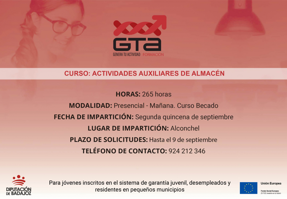 La Diputación de Badajoz impulsa el curso ‘’Actividades de almacén’’ en Alconchel