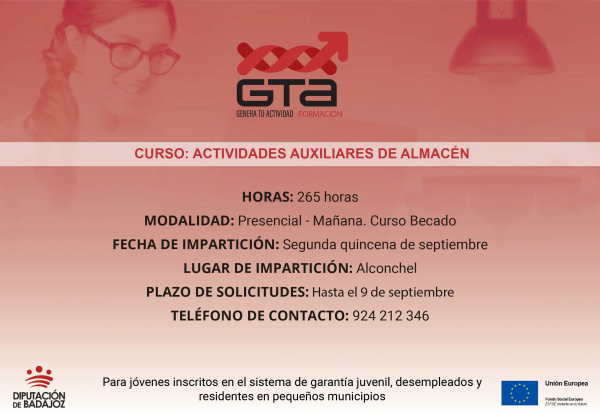 Imagen: La Diputación de Badajoz impulsa el curso ‘’Actividades de almacén’’ en Alconchel