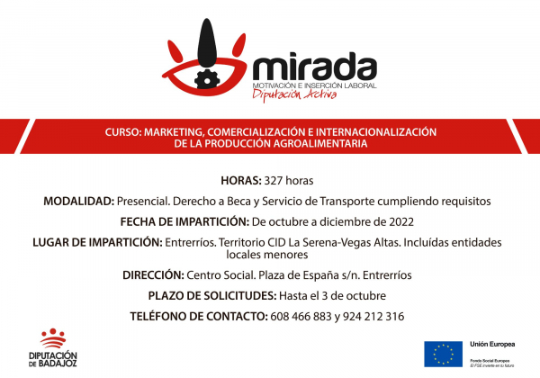 Imagen: La Diputación de Badajoz lanza el curso ‘’Marketing, comercialización e internacionalización de la p...
