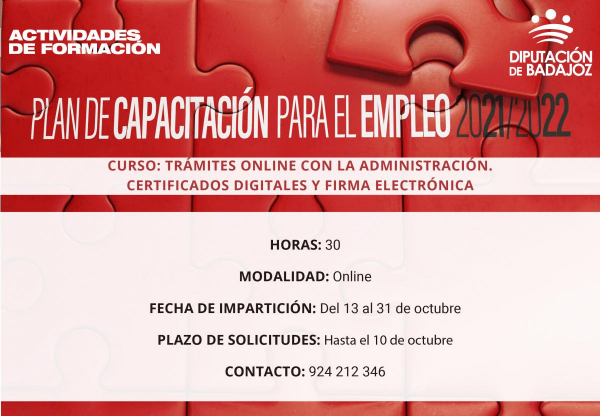 Imagen: Diputación de Badajoz abre este lunes las inscripciones para la acción formativa ‘’Trámites online c...