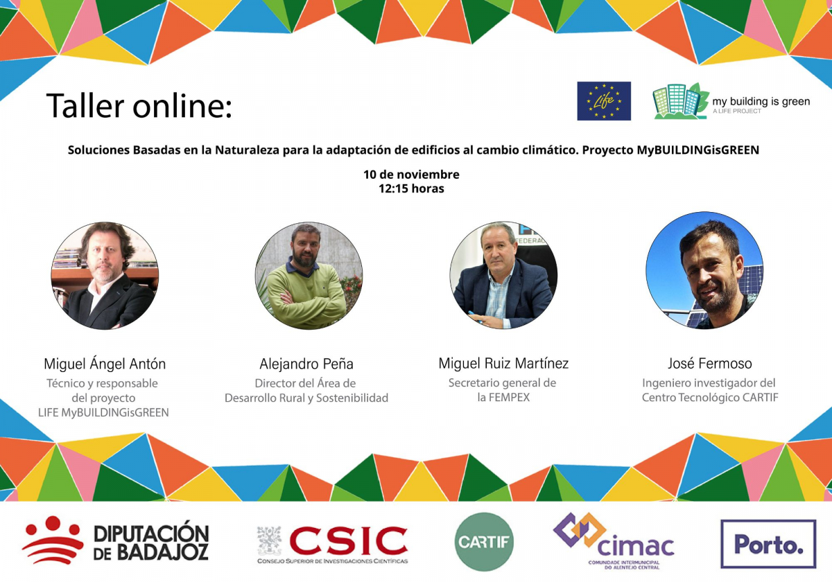 Diputación de Badajoz organiza un taller online de Soluciones Basadas en la Naturaleza (NBS) del proyecto europeo My Building is Green