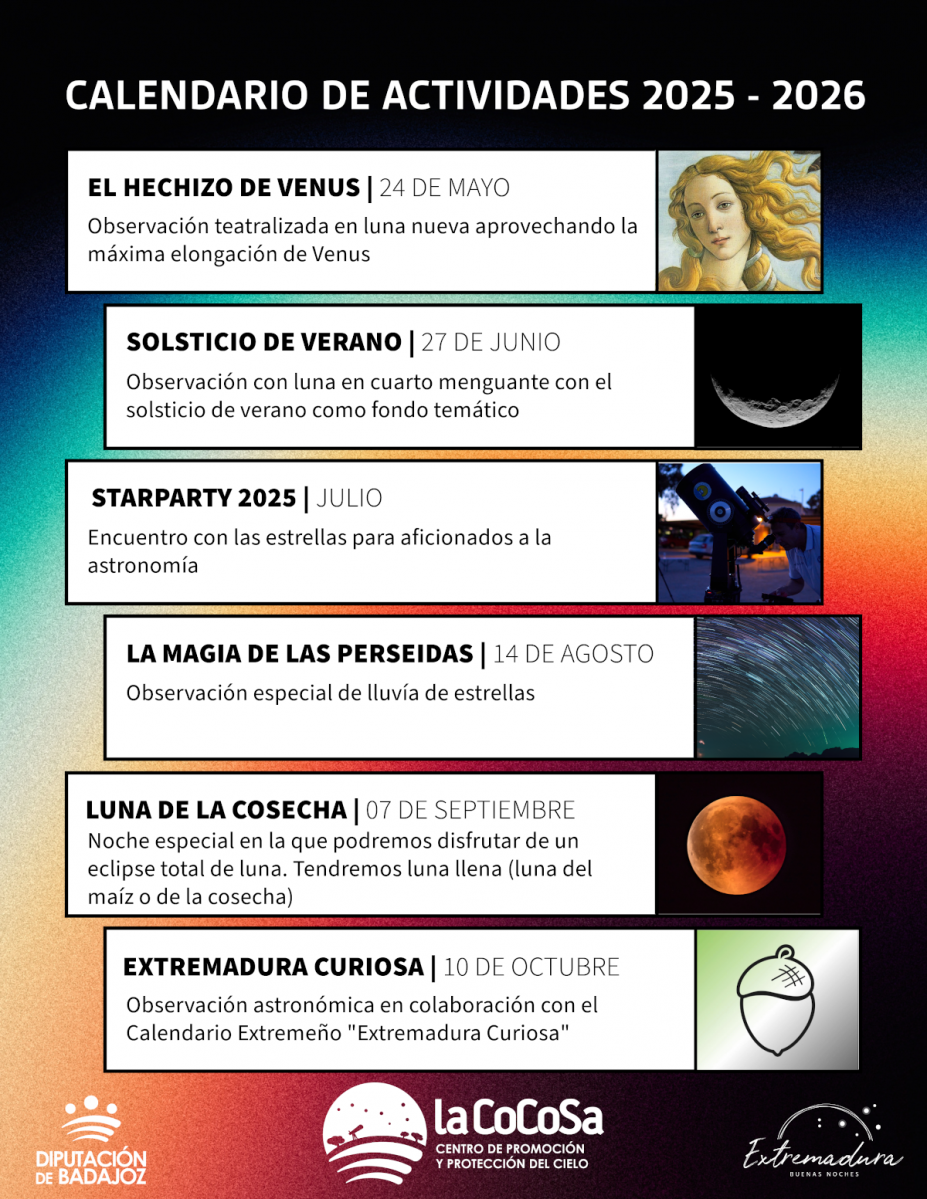 La Diputación de Badajoz presenta la programación del Centro de Promoción y Protección del Cielo de La Cocosa para 2025 y 2026