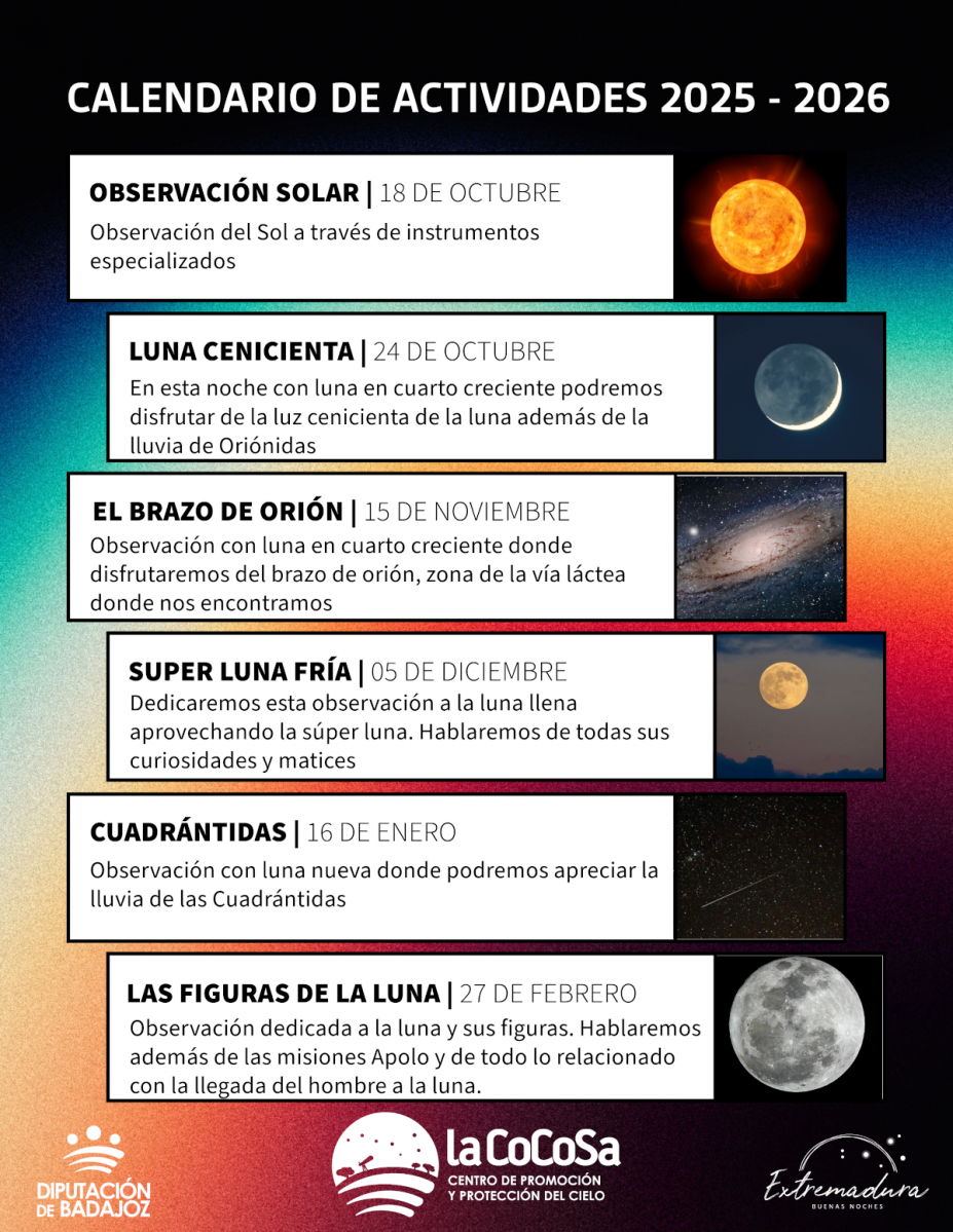 La Diputación de Badajoz presenta la programación del Centro de Promoción y Protección del Cielo de La Cocosa para 2025 y 2026